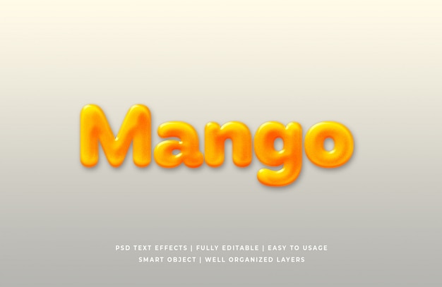 Mango 3d-tekststijl effect premium psd