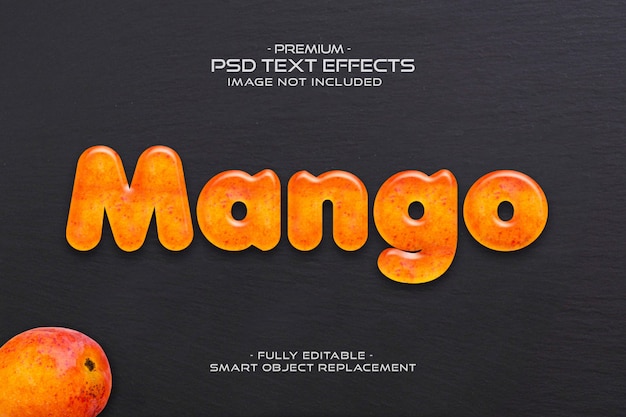 PSD mango 3d stile testo effetto frutta psd