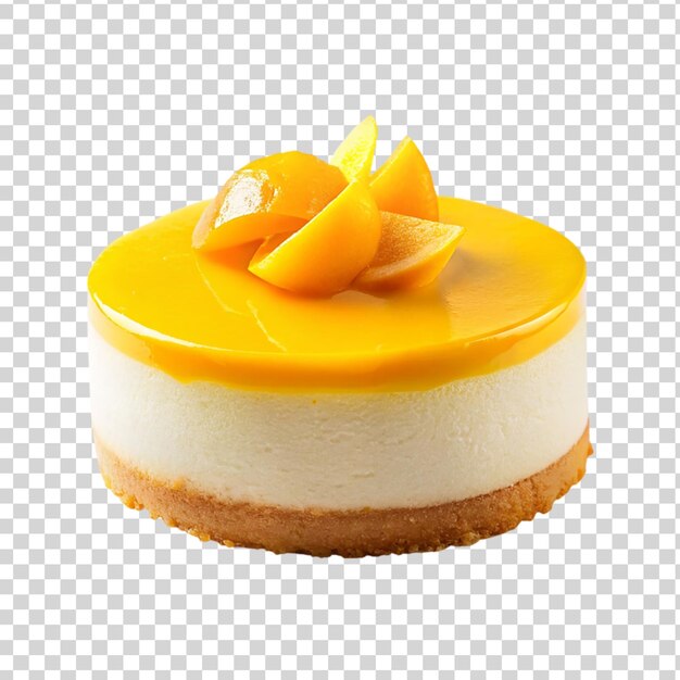 Mango cheesecake isolated on transparent background