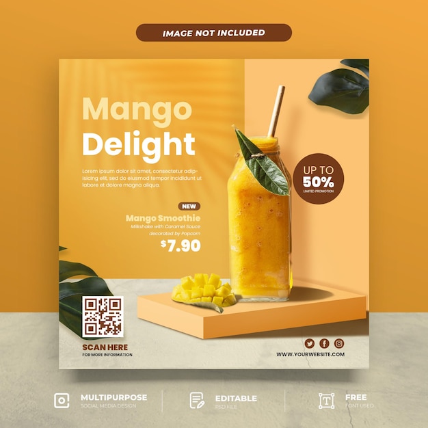 Шаблон для социальных сетей Mango Delight Menu