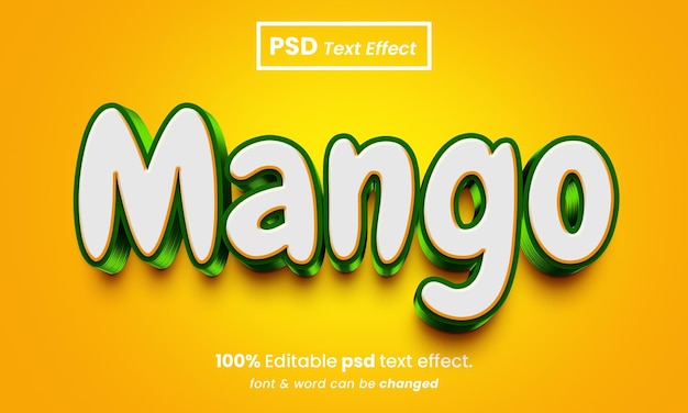 Mango eten 3d bewerkbaar premium psd-teksteffect