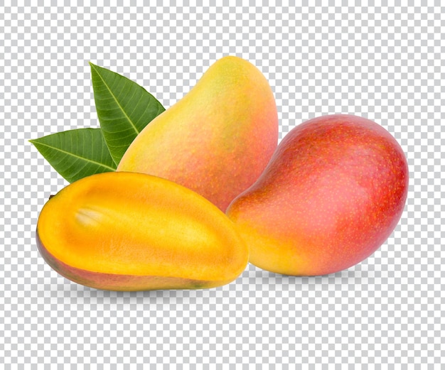 PSD mango fruit and sliced isolated