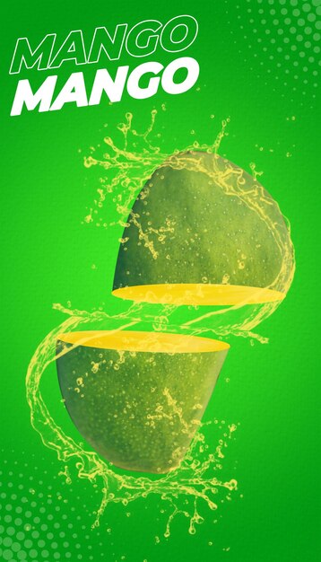 PSD mango fruit splash template for advertising post