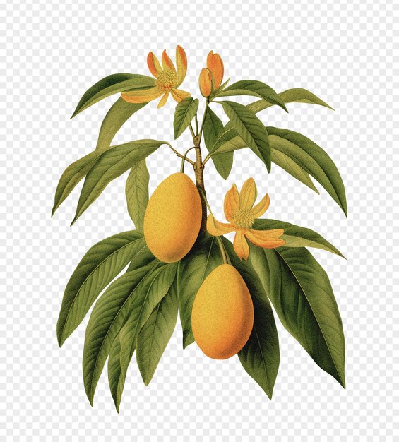 Mango geïsoleerd op doorzichtige achtergrond oude botanische illustratie