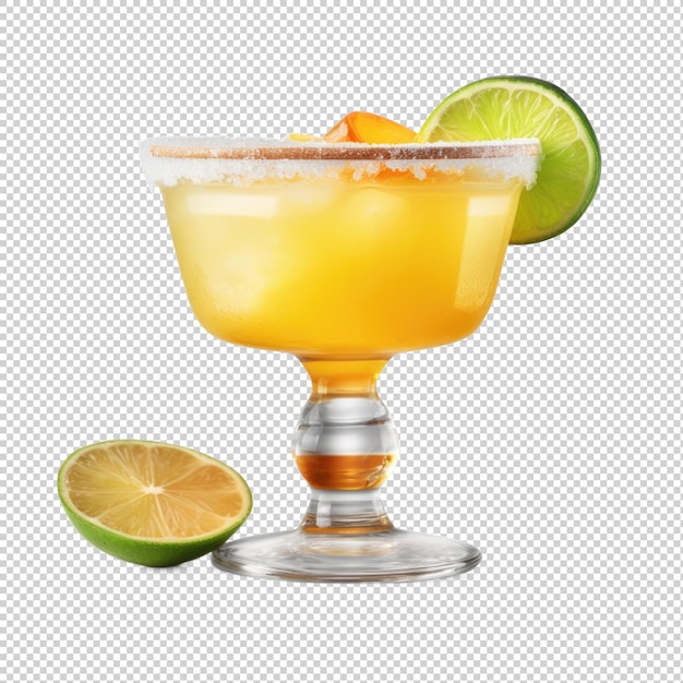 PSD mango ginger margarita cocktail isolated on transparent background generative ai