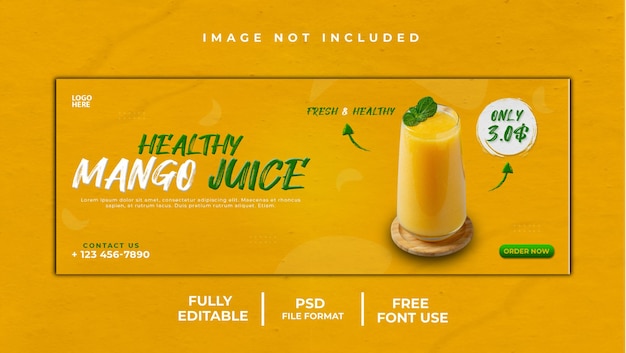 Mango juice social media facebook cover banner and template