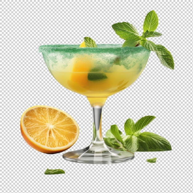 PSD mango mint margarita cocktail isolated on transparent background generative ai