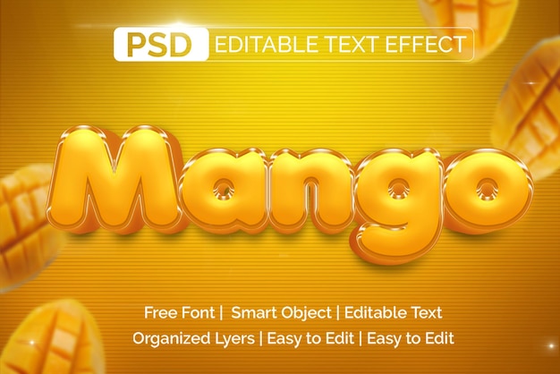 PSD mango modern 3d photoshop text effect layer style template