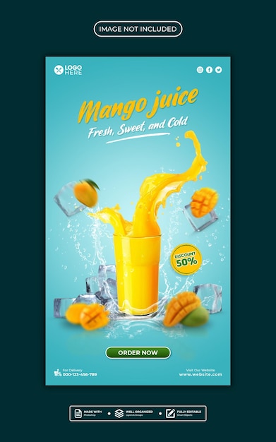 Mango sap promotie instagram post of webbanner social media template