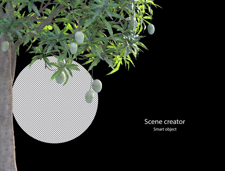 PSD mango tree and branch clipping path mangifera indica isolated