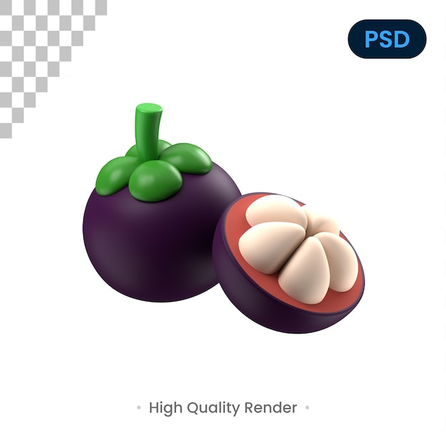 Mangosteen 3D-pictogram Premium Psd