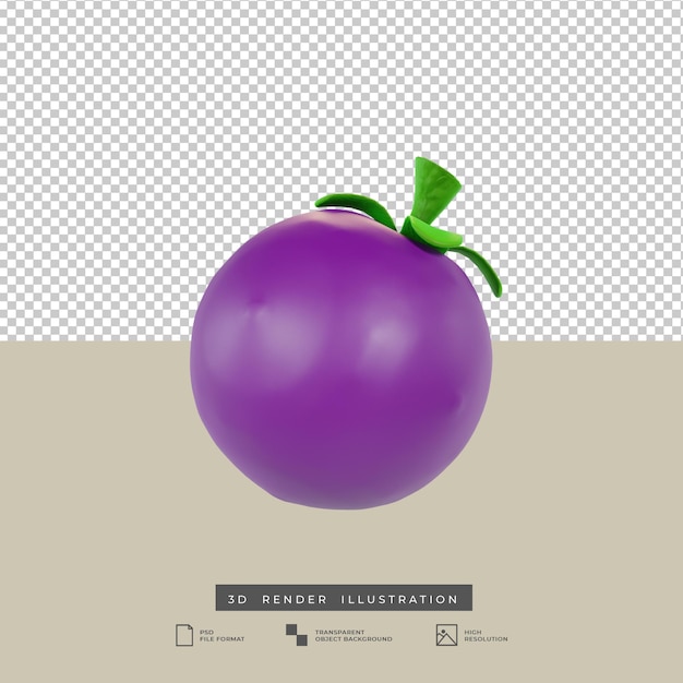 Illustrazione 3d di frutta mangostano