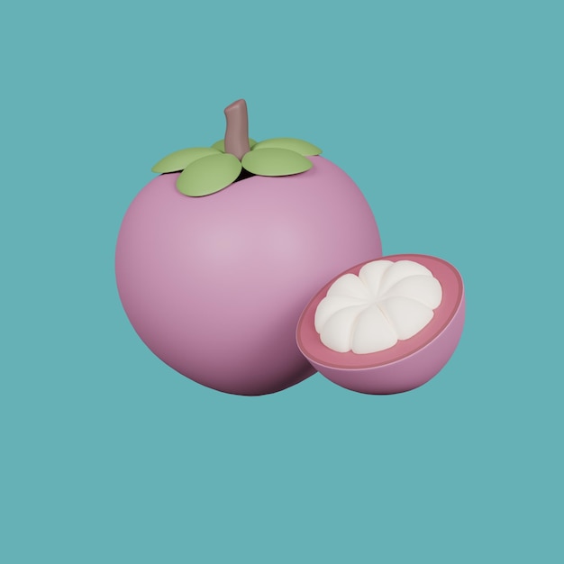 PSD mangosteen icon 3d render illustraion