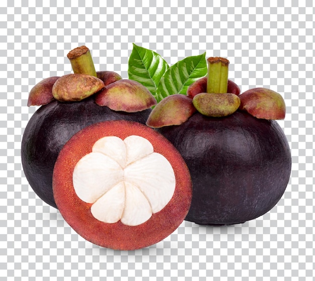 PSD mangosteen with leaves isolated premium psd