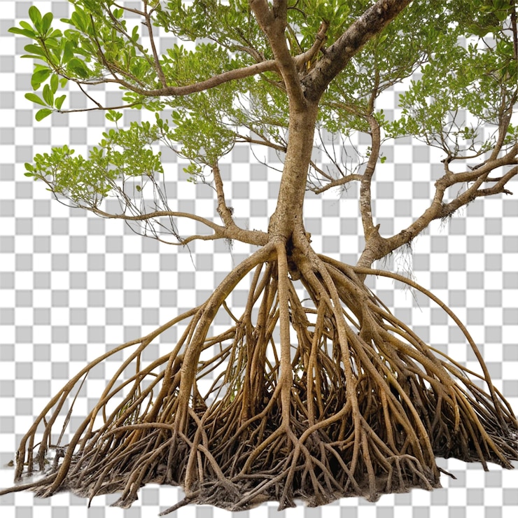 PSD mangrove roots isolated on transparent background