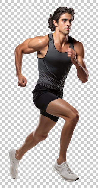 PSD mannelijke atleet hardlopen of joggen geïsoleerd op transparante achtergrond