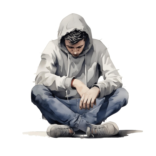Mannelijke depressie jonge man met frustratie of depressie mental health problems concept