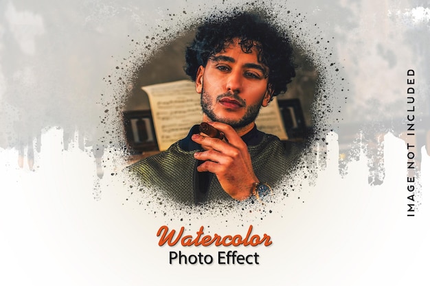 Mannen aquarelpenseel foto frame-effect photoshop psd