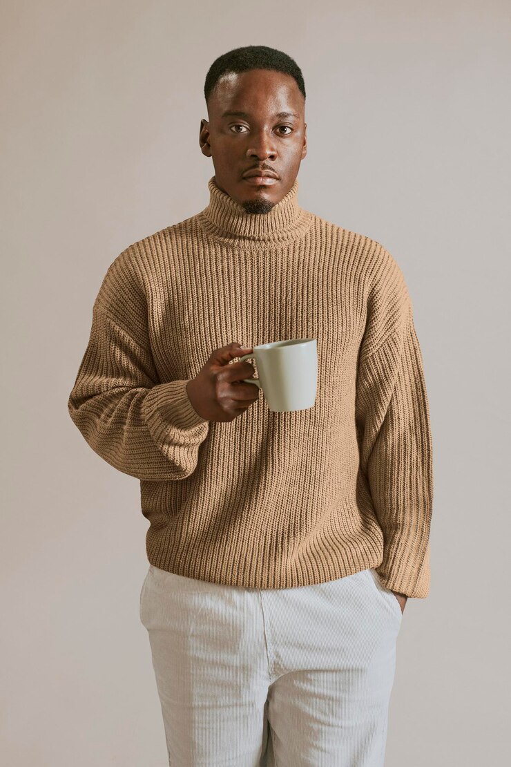 PSD mannen's turtleneck trui mockup herfst kleding mode psd