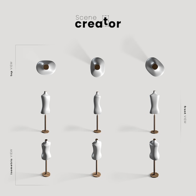 Mannequin various angles for scene creator illustrations