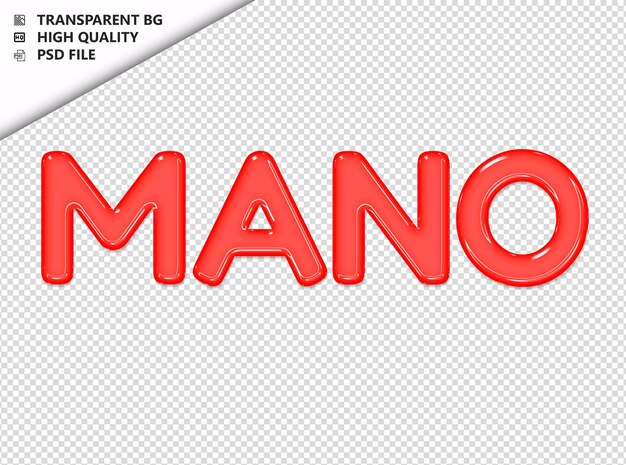 PSD mano typography red text glosy glass psd transparent