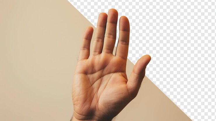 PSD mans hand palm facing forward isolated