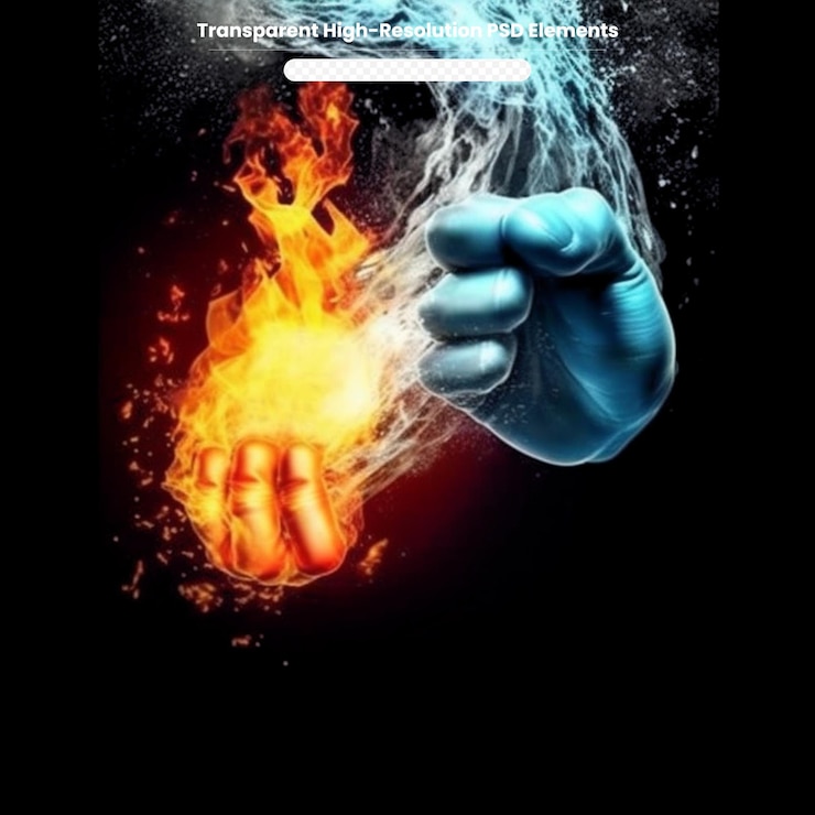 PSD mans power fist in the blue and yellow fire