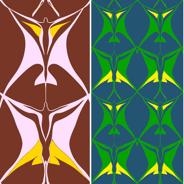 PSD manta ray with triangular silhouette fluid minimal graphic d nature pattern vector designs