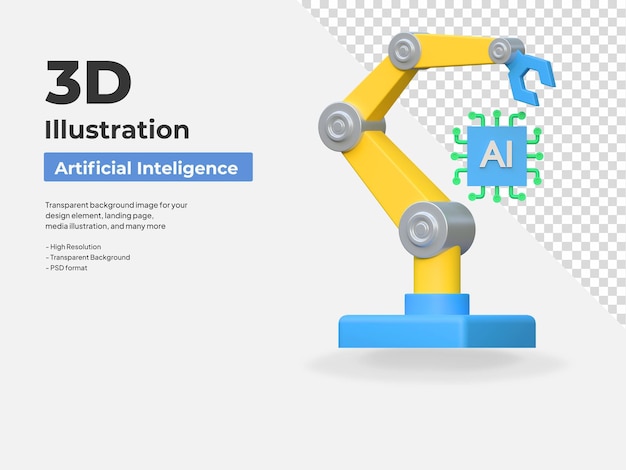 Производство робота-манипулятора искусственного интеллекта значок 3d иллюстрация