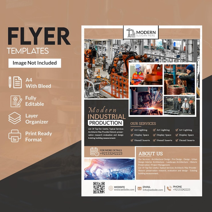 PSD manufacturing company promotional flyer