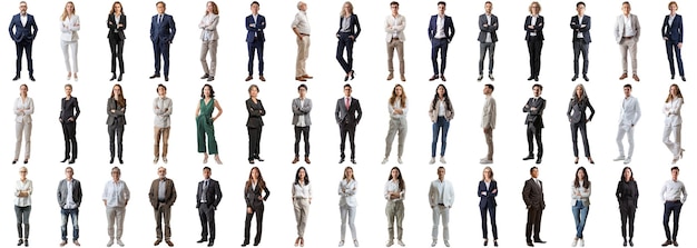 PSD many business people set on isolated background full body length crisp edges