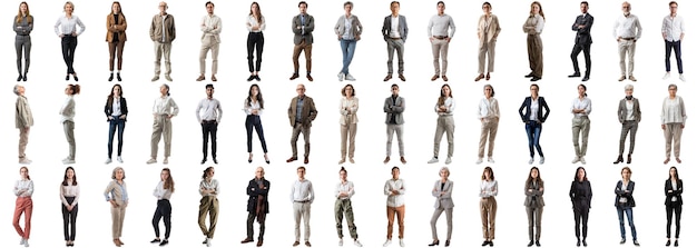 PSD many business people set on isolated background full body length crisp edges