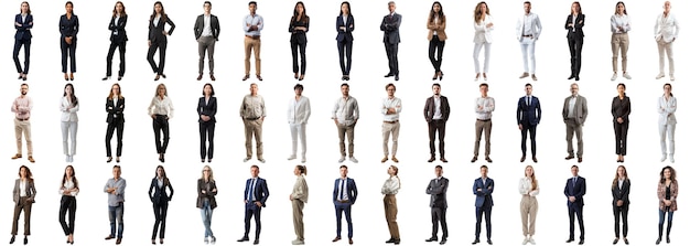 Many business people set on isolated background full body length crisp edges