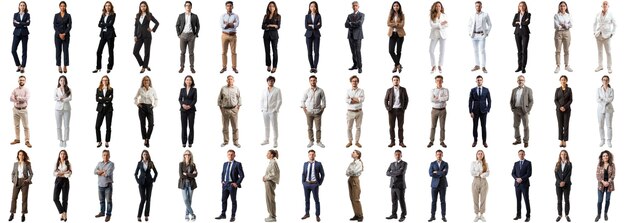 Many business people set on isolated background full body length crisp edges