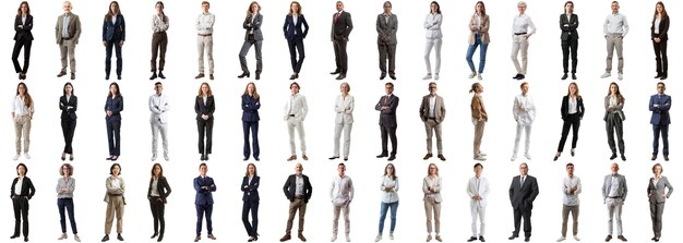 Many business people set on isolated background full body length crisp edges