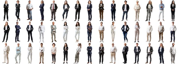 PSD many business people set on isolated background full body length crisp edges