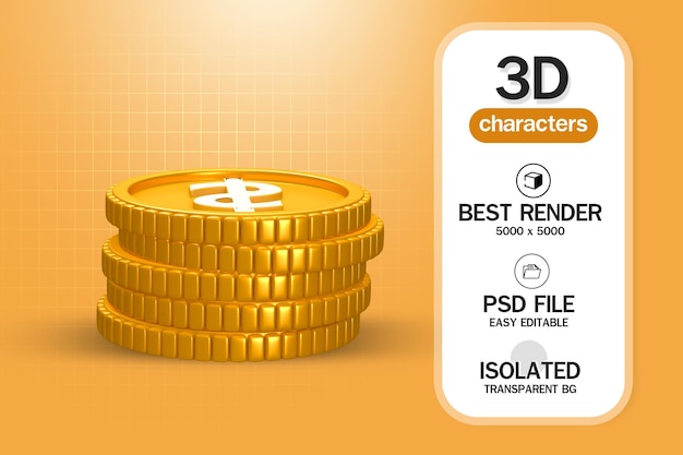 Many gold coins 3d rendering
