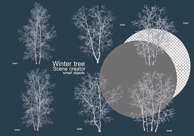 PSD many types of trees in winter