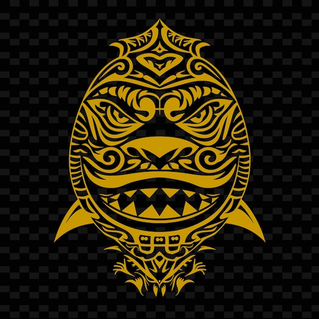PSD maori tribal t moko logo z rekinami i klubami dla deco creative tribal vector designs