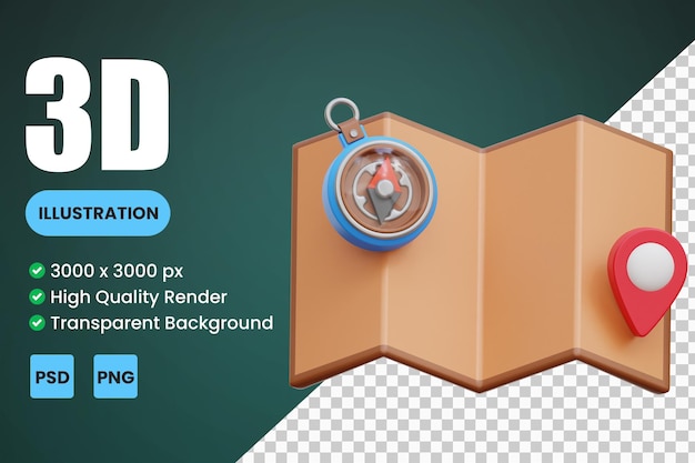 PSD map 3d icon illustrations
