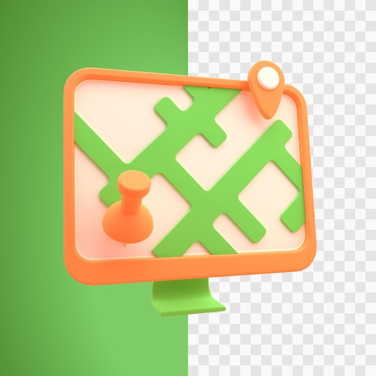 PSD map 3d icon ilustration