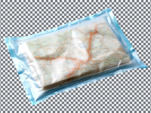 PSD map case zipoloc plastic bag isolated on transparent background