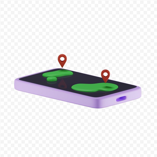 PSD map displaying on the phone 3d illustration