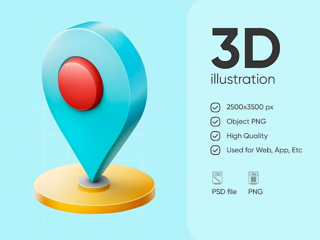 A map illustration with GPS markers to show the destination location for PSD