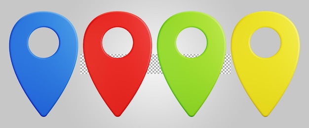 Map marker pin navigation on transparent background 3D Render