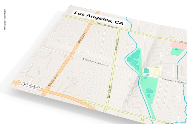 map mockup, close up