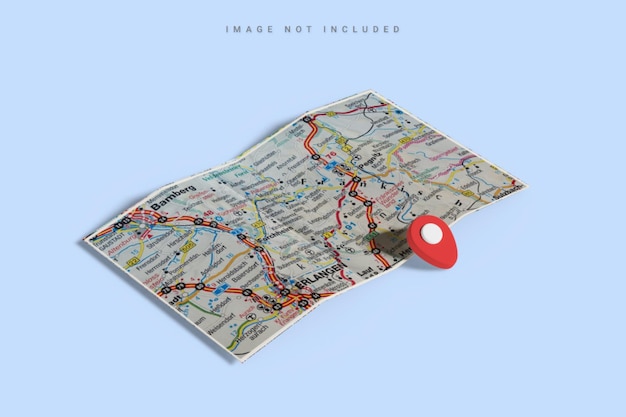 map mockup design with 3d pin