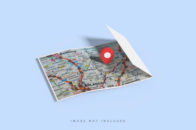 Map mockup design with 3d pin