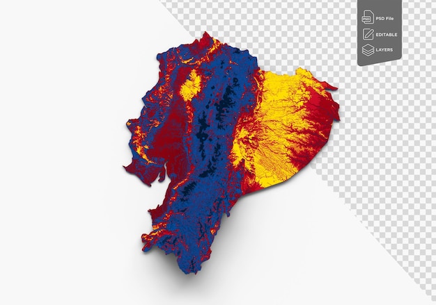 PSD レトロなスタイルのビンテージ高詳細な 3 d イラストの古いスタイルの茶色のグラフィックスでエクアドルの地図