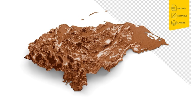 PSD Карта гондураса в старом стиле коричневая графика в ретро-стиле винтажная высокодетальная 3d-иллюстрация
